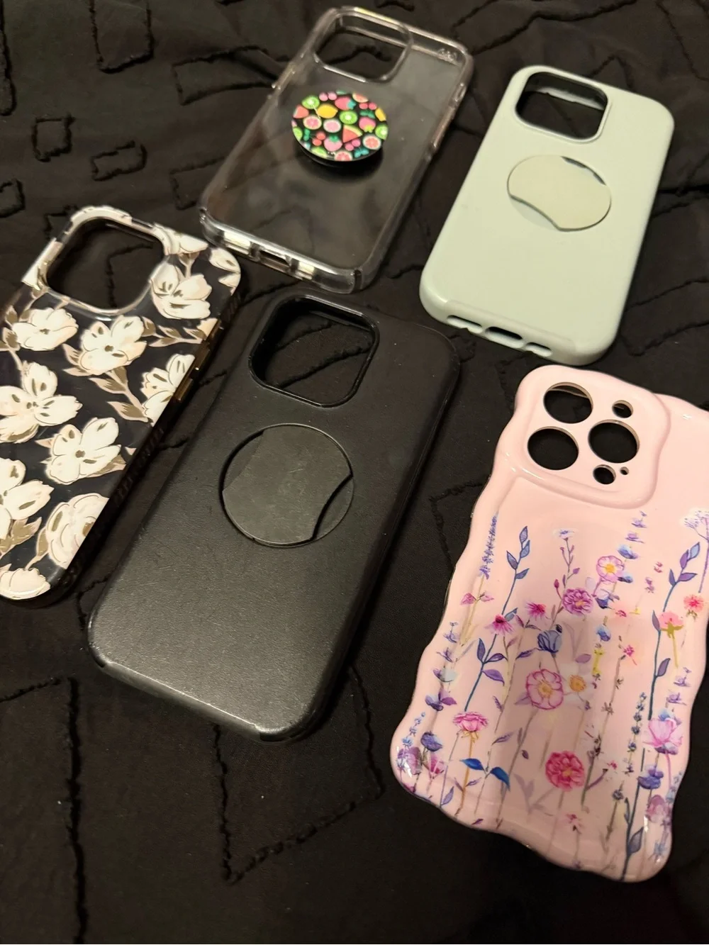 Assorted Pink, Black, Mint, Floral Phone Cases with PopGrip Compatible Ring